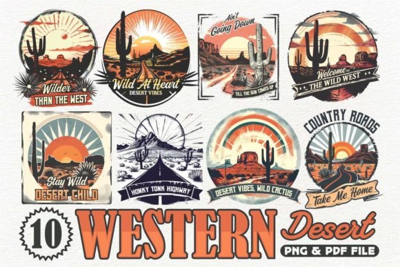 Download Western Desert T-shirt Design Bundle - Premium Bundle