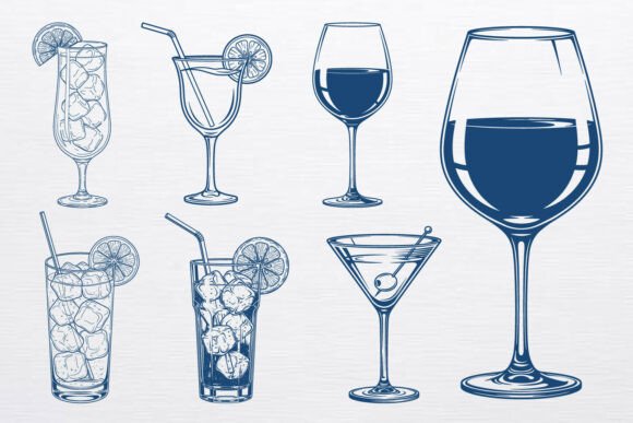 Download Vintage Cocktail Glass Vector Svg Bundle - Vector svg Collection