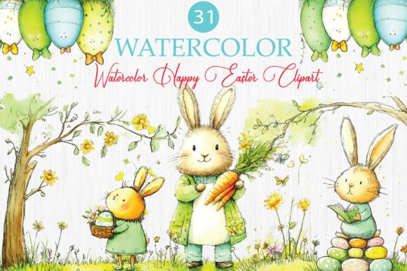 Download Watercolor Happy Easter Clipart - Easter clipart Collection